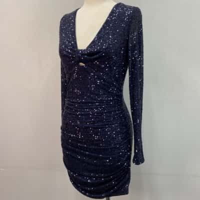 Forever New Womens  Size 8 Sequins Mini Dress Blue 