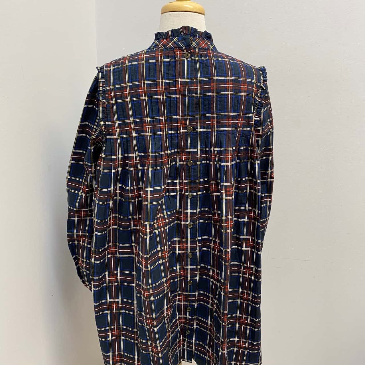 ganni blue plaid dress Ganni Ruched Dress main image 1