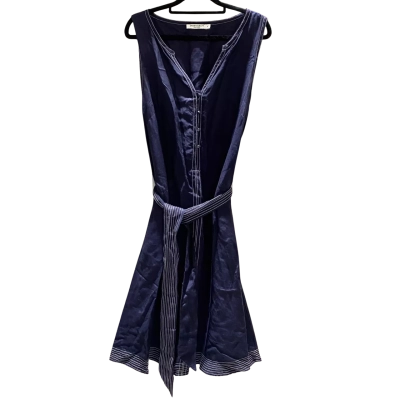 Sportscraft Womens  Size 14 Midi Dress Navy Blue with Belt 
