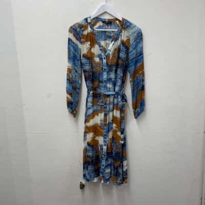 Saba Womens  Size 8 Long Sleeve Dress & Multicoloured - 100% Silk Dress 