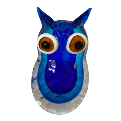 Decorative glass owl - blue