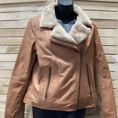Capture Womens  Size 10 Biker Jacket Brown 