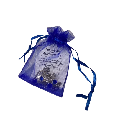 Blue Swarovski Crystal Silver-Tome Heart Bracelet with Certifcate