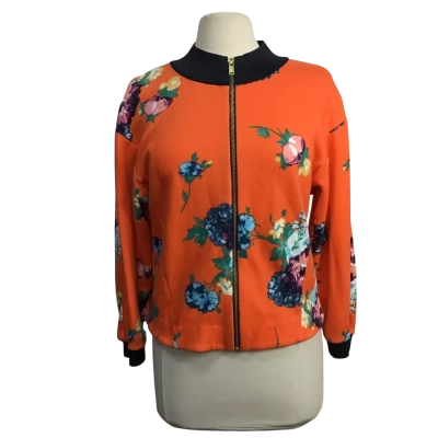 Veronika Maine Womens  Size M Cotton Blend Zip Up Floral Jacket