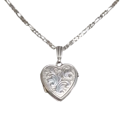 Women's Silver Heart Locket Necklace