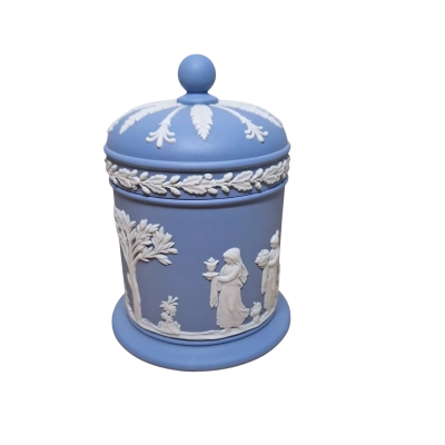 Vintage Wedgwood Jasperware Round Shaped Trinket Box 
