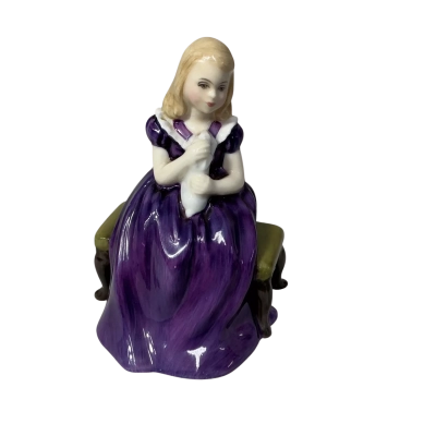 Royal Doulton "Affection" Seated Girl Holding Pet Rabbit Bone China Figurine