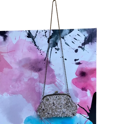 Womens Vintage Sequin Purse w/chain strap