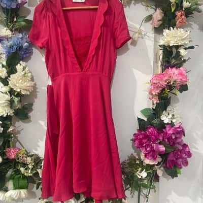 Alannah Hill Size 8 silk Cocktail Dress in cherry red 