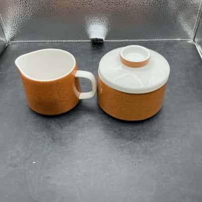 Mikasa Burnt Orange Creamer and Sugar Bowl 