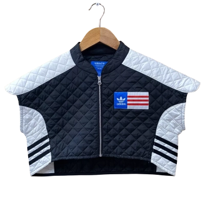 Adidas Rita Ora Black/White Quilted Cropped Jacket Size US XS 
