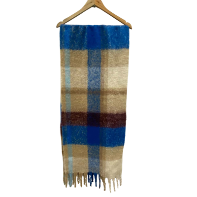 Witchery Unisex Soft Feel Scarf  Beige / Blue / Checked 