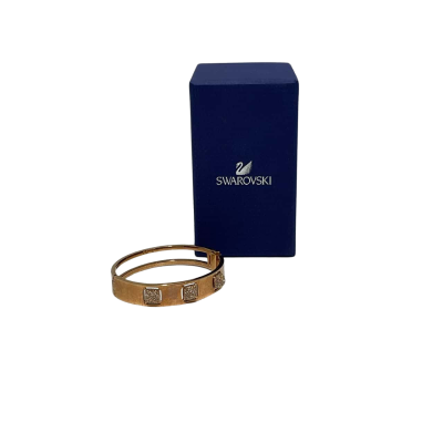 Swarovski Gold Tone Clear Crystal Rhinestone Women’s Hinged Bracelet 