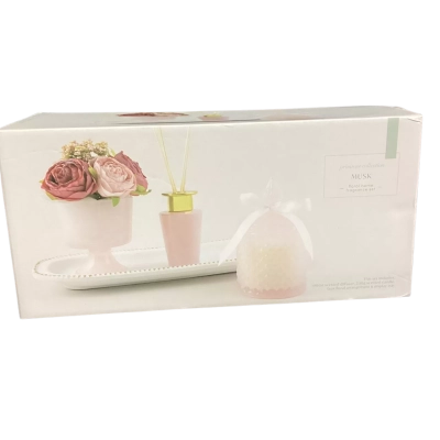 NEW - MUSK Primrose Collection (Scented Candle, Scented Defuser, Faux Flower Display & Display Tray