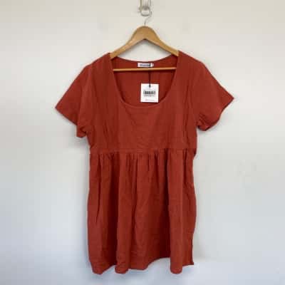 Atmos&Here Rust Adriana Scoop Neck Mini Dress  Size 18