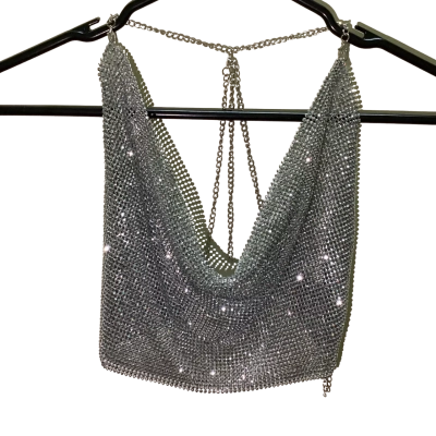  Womens One Size Party Top Silver 