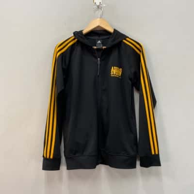 Adidas Mens  Size M Hood Jacket Black  / Yellow 