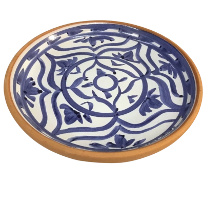 Noosa Ware Blue Patterned Terracotta Plate Approx 20cm diameter