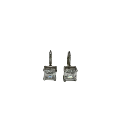 925 Silver Earrings With Square Diamanté 