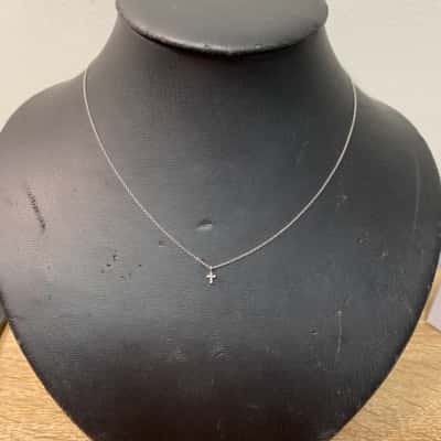 Silver Chain with Cross with Cubic Zirconia