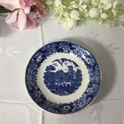Vintage Adams England “English Scenic” Blue / White Pattern Shallow Dish
