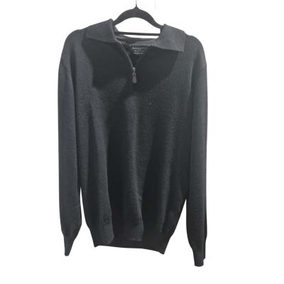 Ansett Mens Half Zip Fine Merino Wool Jumper Black