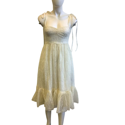 Fairy Tong London Women's Size S Sleeveless Lace Midi Dress White 