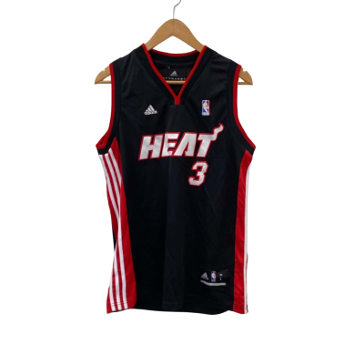 Adidas Mens  Size L Black  / Red / White Basketball Top MIami Heat #3 Wade