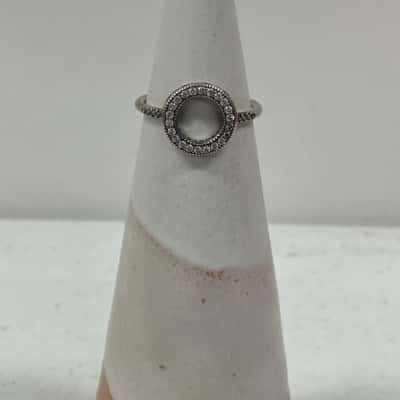 Pandora Womens Sterling Silver Halo Ring Size 50
