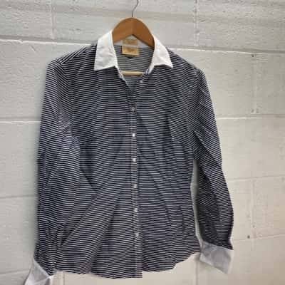 R.M. Williams Womens  Size 8 Button Up Top / Long Sleeve Shirt Blue / Striped / White 