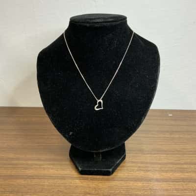  925 Sterling Silver Heart on Box Chain