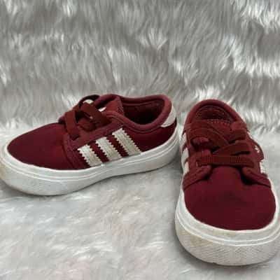 Adidas Kids  Size 4 red / White shoes 