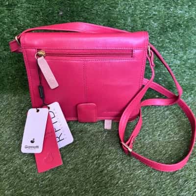 Giannotti Raspberry Red Leather Shoulder Purse Bag (New)