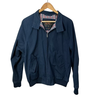 Ben Sherman Mens Size L Navy Blue Signature Zip Front Jacket 