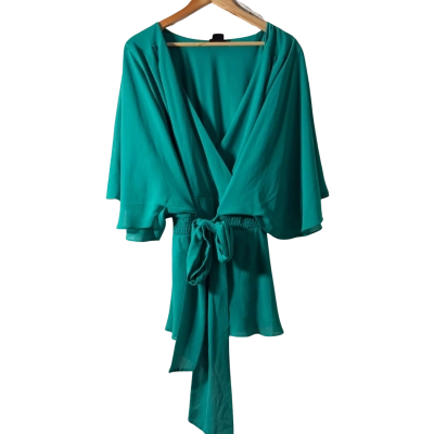 City Chic Womens  Size 24 Short Sleeve Top Turquoise 