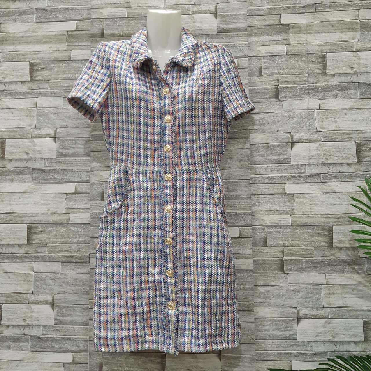 Maje Womens Size 10 Midi Dress / Short Sleeve Dress Multicoloured (s)