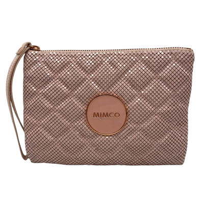NWOT Mimco Womens Clutch Pink  Glomesh Style with Rose Gold Logo.20 x 15 cm.     SHWP