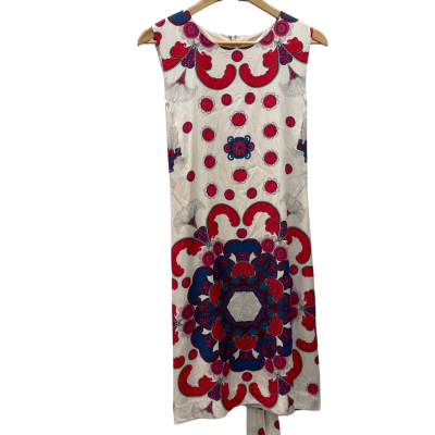 Alannah Hill Womens  Size 16 Shift Dress Cream / Navy Blue / Red 