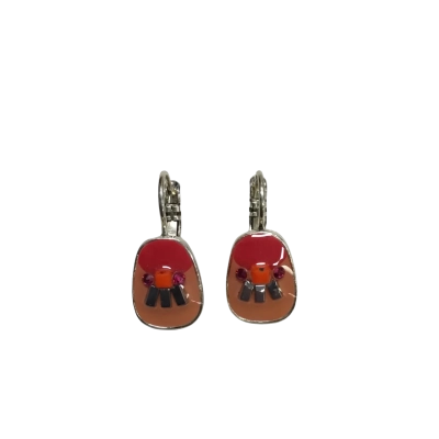 Taratata Bijoux Nova Red & Orange Lever Back Earrings - New