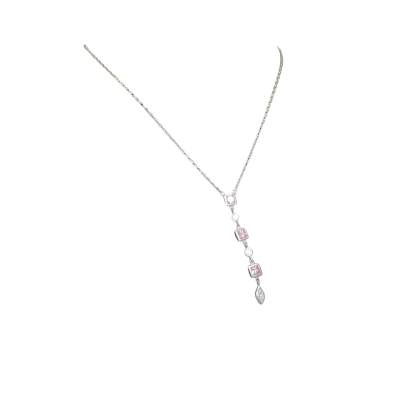 Womens 39cm Necklace Pink/Silver 925