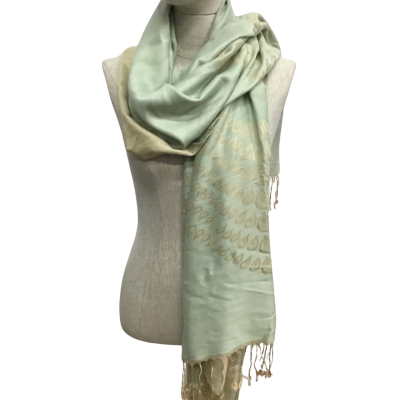  Pashmina 100% Cashmere Scarf Gold / Green 