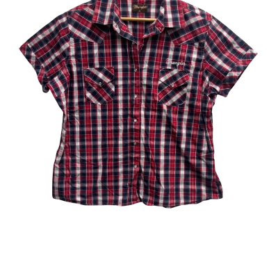 Wrangler Womens  Size 20 Button Up Top Checked / Navy Blue / Red / Silver / White 