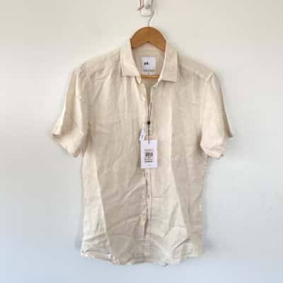 Yd. Oatmeal Lewis Linen Shirt  Size XXS