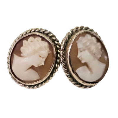 9K Gold Antique Cameo Earrings.