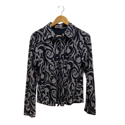 Equipment Womens Size 14 Black Patterned Shirt