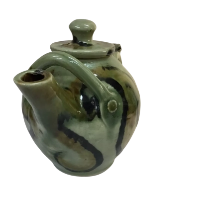 Vintage Green Patterned Teapot Approx 22 x 19cm