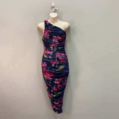 Witchery Womens  Size XXS Bodycon Dress / Off The Shoulder Dress Blue / Floral 