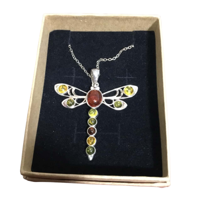  Womens Dragonfly Necklace / Pendant Silver 