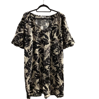 Suzannegrae Womens  Size 22 Short Sleeve Dress  Beige / Black Linen  RRP $79.95 