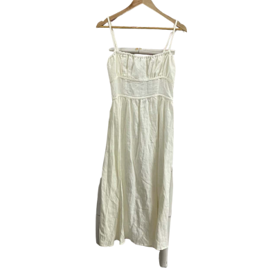 Chanda Womens  Size M Linen Midi Dress White 